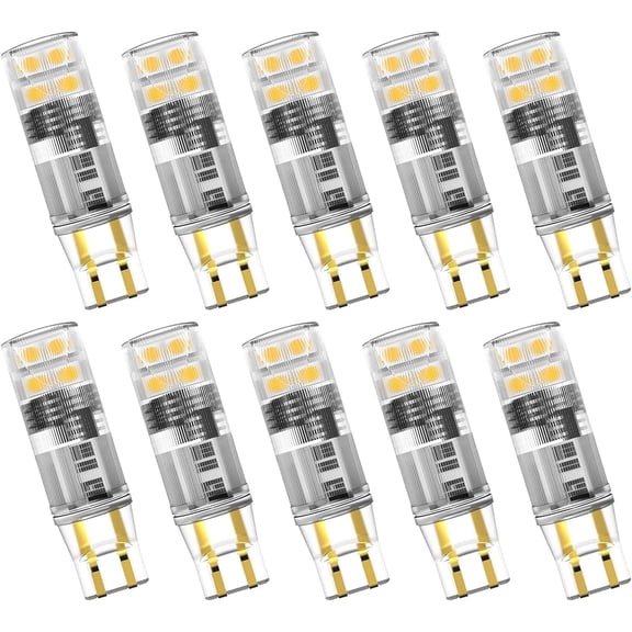 T5 Wedge Base LED Bulb 12V 1.5W T10 Landscape Lights for 194 921 7W 11 Watt Light Bulbs RV Camper Motorhome Dome 2700K Warm White 10-Count