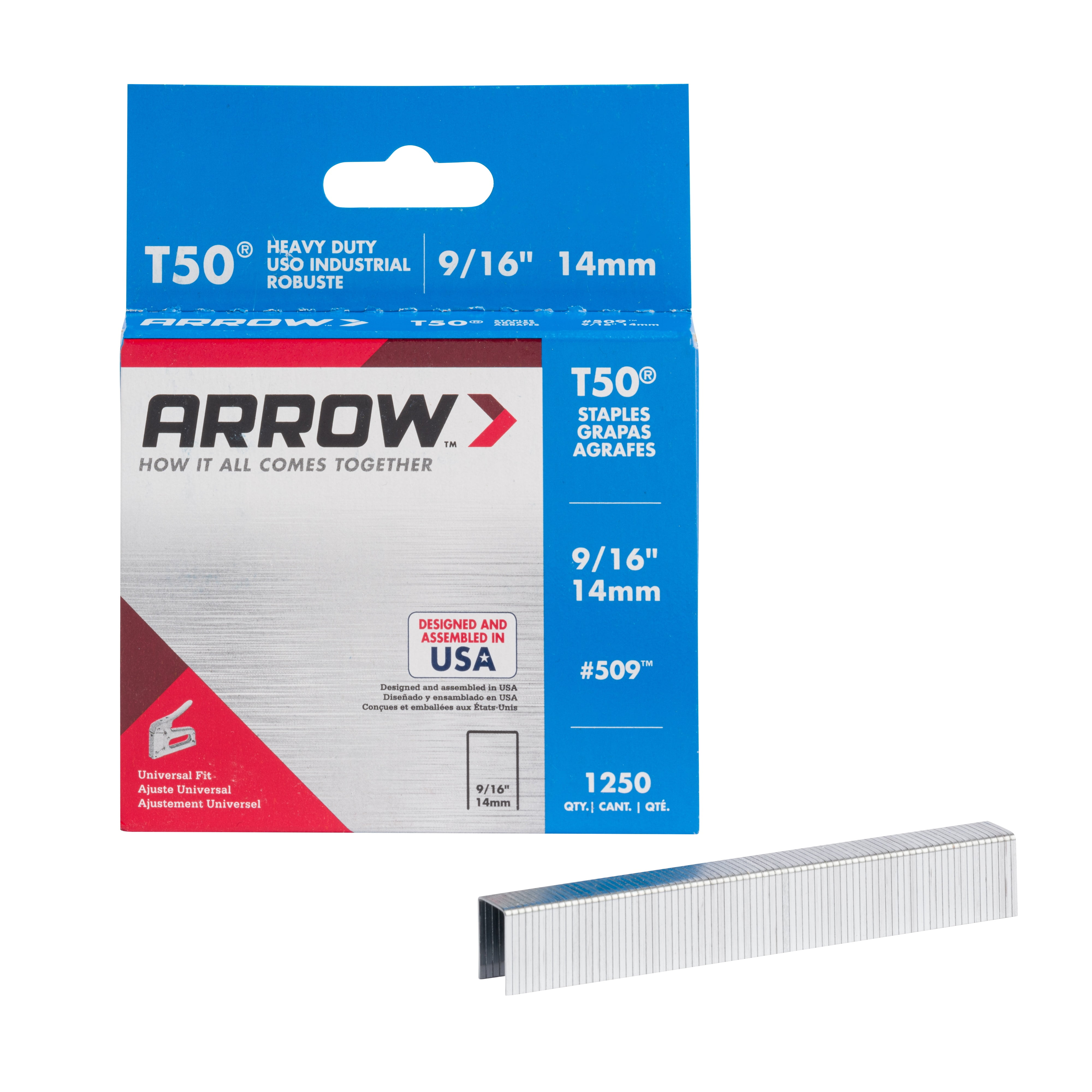 Arrow T50 9/16 in. Leg x 3/8 in. 509 Galvanized Staples, Medium Crown, Made in The USA, New, For DIY