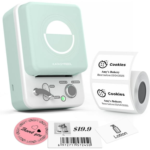 T50M Plus Bluetooth Label Maker Machine with Tape, High Printing Clarity, Versatile App 40+ Fonts and 450+ Icons, Inkless Labeler for Business, Home, Office Organization, Green