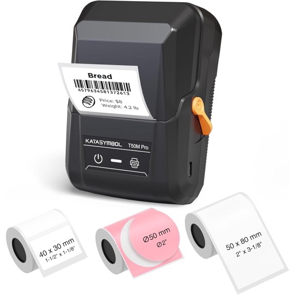 T50M Pro Bluetooth Label Maker Machine with 3 Tapes, Wide Waterproof Label, Versatile App 30+ Fonts and 660+ Icons, Inkless Labeler for Home, Kitchen, School, Office Organization, Set 1