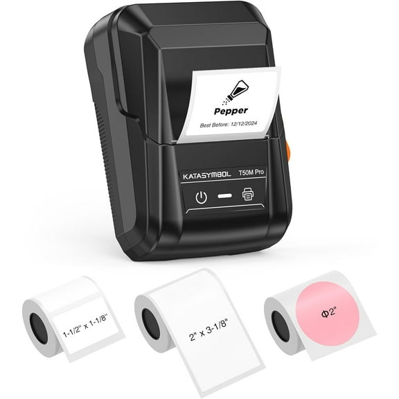 T50M Pro Bluetooth Label Maker Machine with 3 Tapes, Wide Waterproof Label, Versatile App with 40 Fonts and 450+ Icons, Inkless Labeler for Home, Kitchen, School, Black (Machine + 3 Tapes)