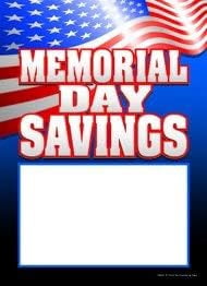 T50MDS Memorial Day Savings Slotted Tags 5"x7" Pack of 100 Business Store Signs Price Cards