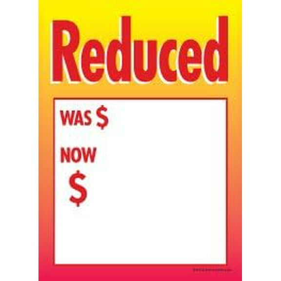 T50RDC Reduced Was Now Sale Slotted Tags 5"x7" Pack of 100 Business Store Signs Price Cardss