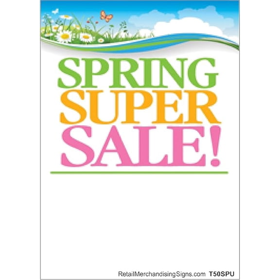T50SPU Spring Super Sale Slotted Tags 5"x7" Pack of 100 Business Store Signs Price Cards