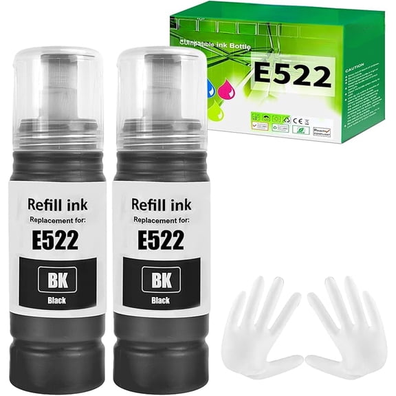 T522 522 Ink Refill Bottles ET-2800 ET-2400 ET-4800 ET-2803 Ink Refill Compatible For EcoTank ET-2720 ET-4810 ET-2840 ET-4700 Printer (Not Sublimation Ink) SHUOLEI 4 PACK Black Cyan Magenta, Yellow