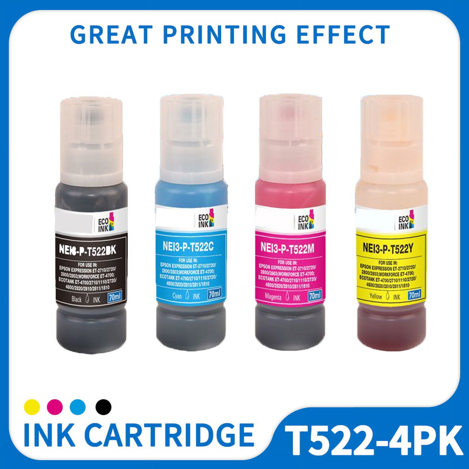 T522 ink Compatible for Epson T522, 522 Ink Bottles Refill Ink for ET