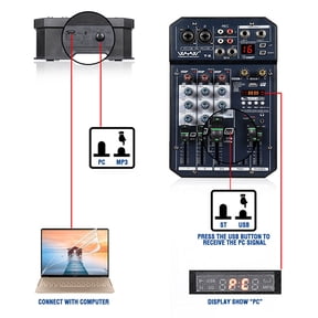 T6 Portable 6-Channel Sound Card Mixing Console - Audio Mixer with 16 DSP Effects & 48V Phantom Power for Live Broadcast, Karaoke, & Recording (US Plug)
