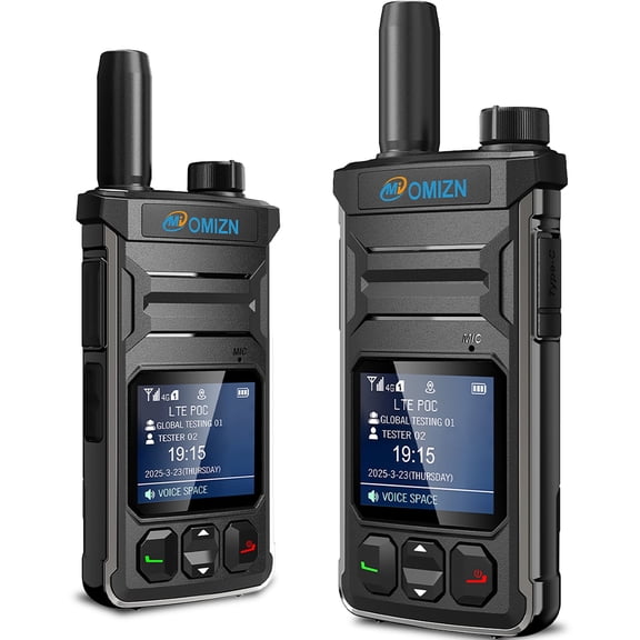 OMIZN T6 4G Lte Poc Two Way Radio, Zinc Alloy Frame, Ultra Slim 7oz (200g), Color Display, includes Sim card for Business & Fleet, 2 Pack