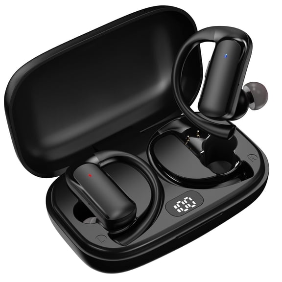 Sport Wireless Earbuds, 90Hrs Bluetooth Headphones with Earhooks,IPX7 Waterproof with Noise Cancelling Mic, 3D HiFi Sound,Lightweight for iOS/Android