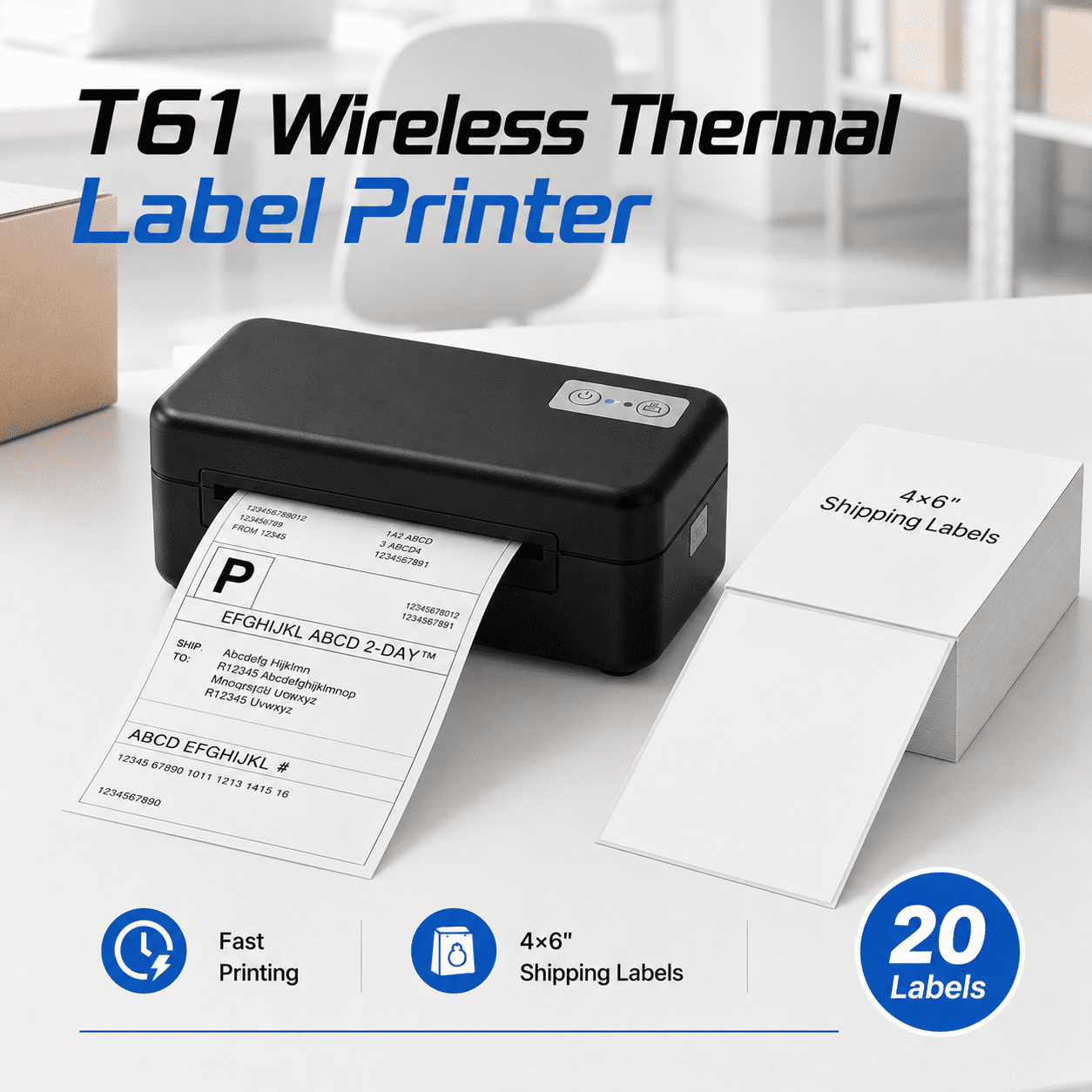 Print Tracking Label T61 Wireless Thermal Label Printer, 4×6