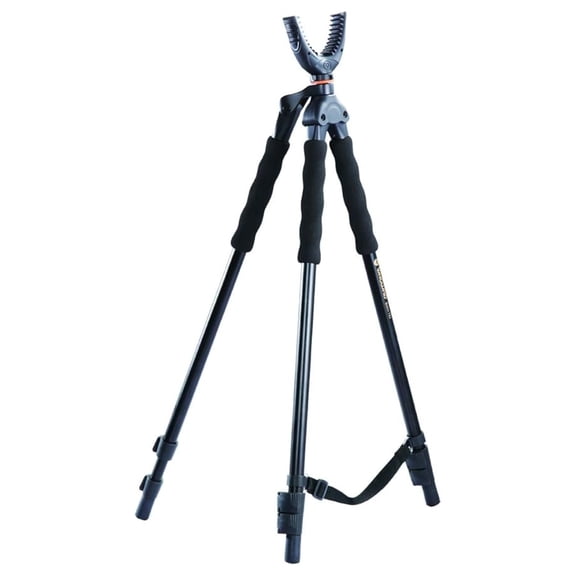 T62U Shooting Stick. Tripod, Bi Pod, Gun Pod All in One with Removable U Shaped Yoke, Quick Leg Locks, Foam Hand Grips, Black