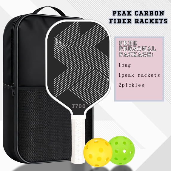 T700 Carbon Fiber Professional Pickleball Paddle Featuring Lightweight Cold-Pressed Carbon Frosted Surface and Foam Core, Set with 1 Paddle 2 Balls 1 Bag.