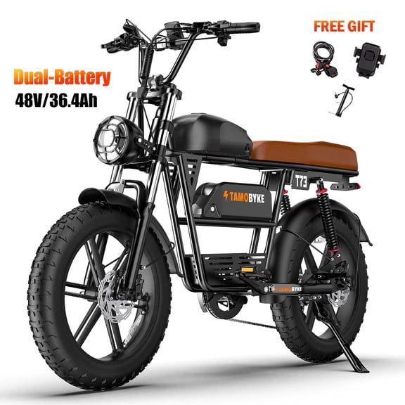 T73 Max Electric Bike for Adults, 48V 36Ah Large Battery, 1500W Powerful Motor 33MPH, 20"×4" Fat Tire E-Mountain Bike Off-Road, UL2849 Electric Bicycle