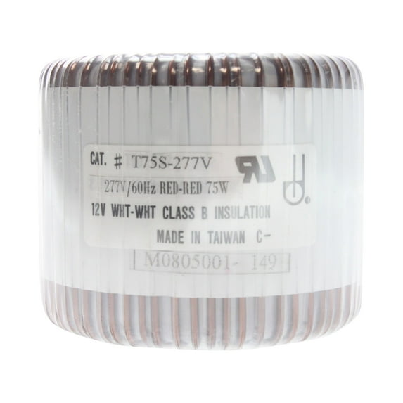 T75S-277V Toroidal Transformer Coil, Input: 277V, Output: 75W @ 12V