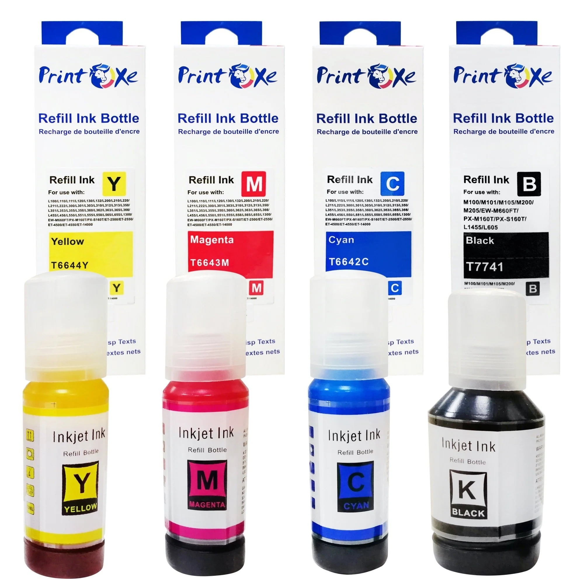 T774 T664 Compatible Refill Set of 4 Pigment Ink Bottles for Epson