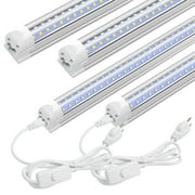 T8 2FT LED Shop Light Fixtures, Double Rows V Shape, 24W Linkable Ceiling LED Tube Light,6000K Cool White, 4 Pack