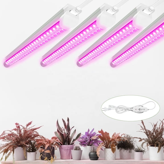 T8 2ft LED Grow Light for Indoor Plants, Red & Blue Spectrum, 20W, 4-Pack