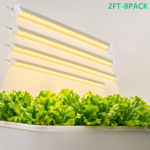 CNSUNWAY 2FT LED Grow Light, 20W Full Spectrum Plant Growing Lamp, 3000K Warm White, 8 Pack