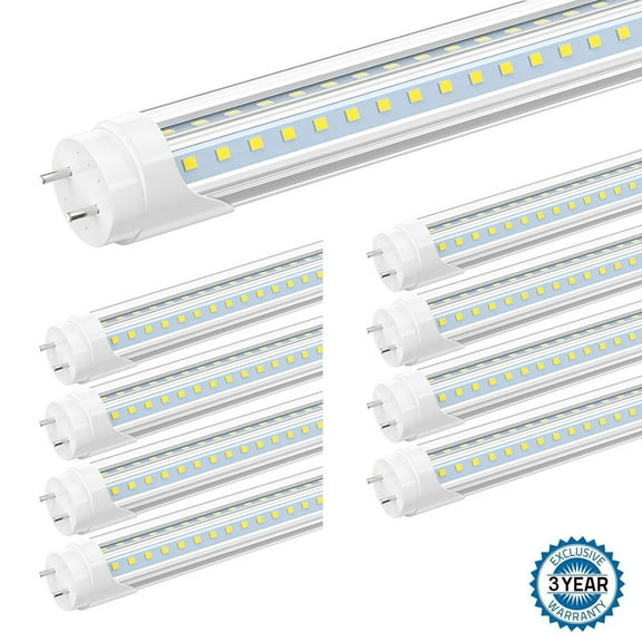 T8 4FT LED Tube Light Bulbs 28W V-shaped,6000K Cool White LED Shop Light,3200 Lumens Clear Cover,12 Pack