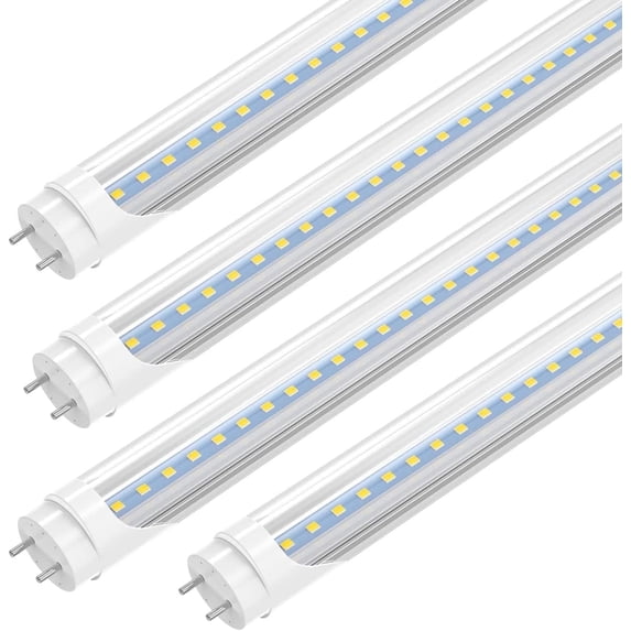 JESLED T8 4ft LED Light Bulbs 22W Fluorescent Tube, 2400LM 6000K Cool White, Type B Light Bulb, Ballast Bypass, Dual-Ended Power, Bi-Pin G13 Base, Clear Cover, 12-Pack
