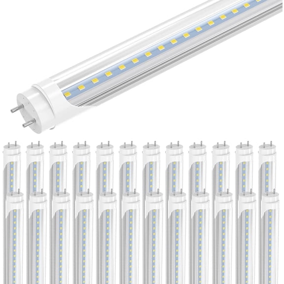T8 4ft LED Light Bulbs 22W Fluorescent Tube, 6000K Cool White, 2400 Lumens, 25-Pack
