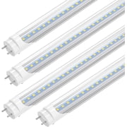 JESLED T8 4ft LED Light Bulbs 22W Fluorescent Tube, 2400LM 6000K Cool White, Type B Light Bulb, Ballast Bypass, Dual-Ended Power, Bi-Pin G13 Base, Clear Cover, 4-Pack