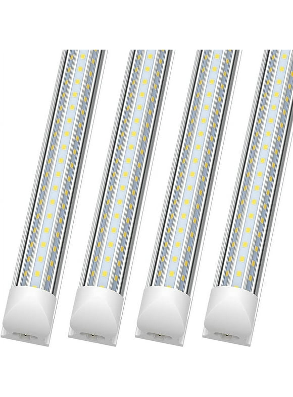 T8 4ft LED Shop Light Fixtures,Linkable, D Shape, 60W 6000K White, 4-Pack