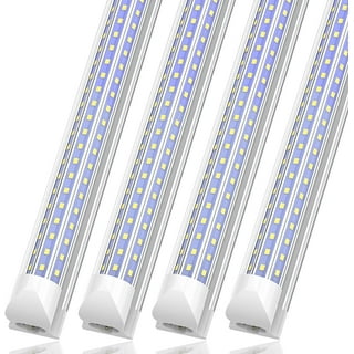 R17d 8 Foot V Shaped Led Tube HO Light Bulbs Rotatable 2 Pin Base 4Pack  Dual-Ended Power,65W,150W Fluorescent Lamp Replacement Shop Lights, Cold  White 6000K, 7800LM,Clear Cover, AC 90-277V 