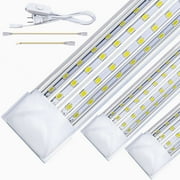 T8 4ft LED Shop Light Fixtures,Linkable, U Shape 4Rows, 60W 6000K Cold White,6Pack