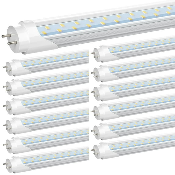 T8 4ft LED Tube Light Bulbs,Dual Row 28W 5000K,Dual-end Powered,ETL Listed,12-Pack