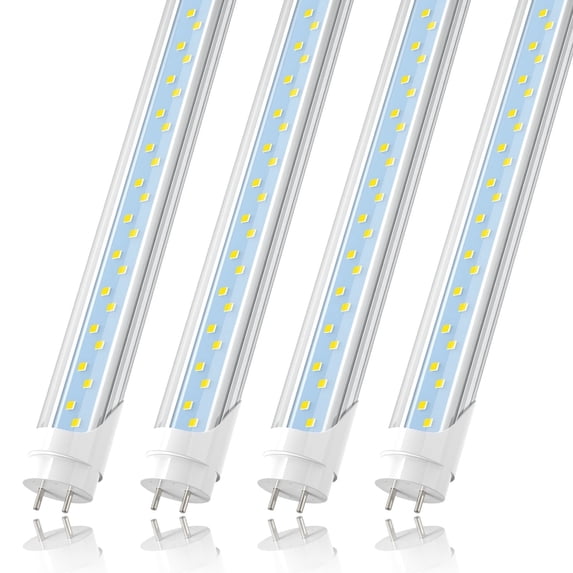 T8 4ft LED Tube Light Bulbs,Dual Row 28W 5000K,Dual-end Powered,ETL Listed,4-Pack