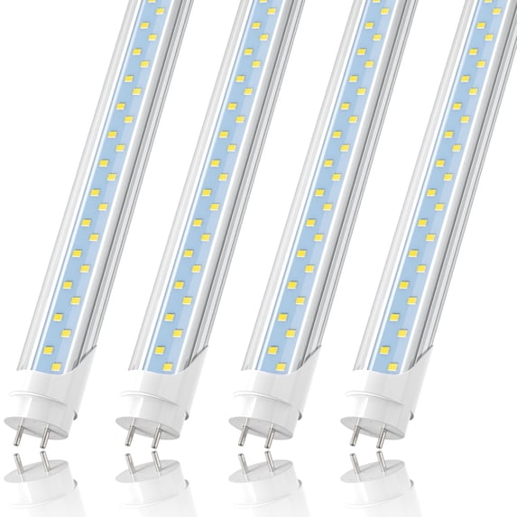 T8 4ft LED Tube Light Bulbs,Dual Row 28W 6500K,Dual-end Powered,ETL Listed,4-Pack