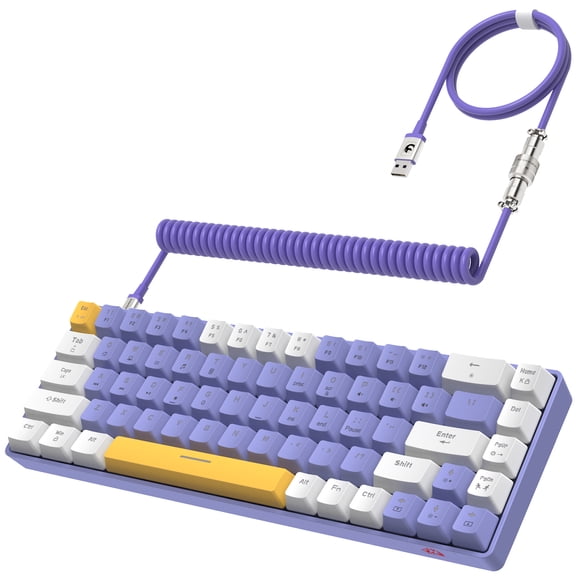 T8 60% Gaming Keyboard,68 Keys Compact Mini Wired Mechanical Keyboard with 18 Chroma RGB Backlit,Blue Switch,USB C Coiled Keyboard Cable,for PC,Laptop,Mac,PS4,XBOX