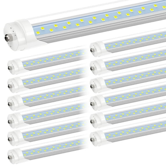 T8 8ft LED Tube Light Bulbs, Single Pin Fa8 Base, Dual Row 72W 6500K,ETL Listed,25-Pack