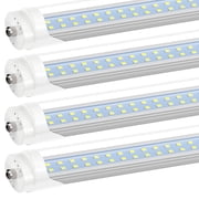 CNSUNWAY Single Pin Fa8 T8 LED Tube 8ft Dual Row Light Bulbs, 72W 6000K Cool, Ballast Bypass, Clear Cover, ETL Listed, 4-Pack
