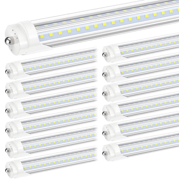 CNSUNWAY Single Pin Fa8 T8 LED Tube 8ft Light Bulbs V shape, 90W 5000K Daylight,10800LM Ballast Bypass, CLear Cover, ETL Listed, 25-Pack