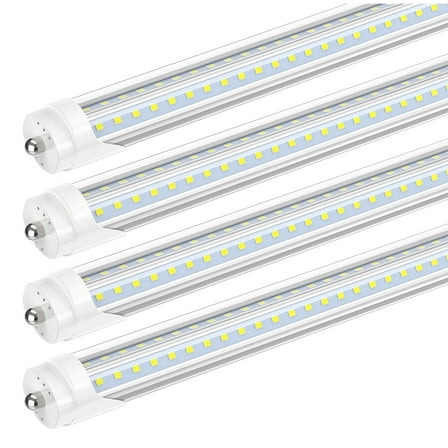 T8 8ft LED Tube Light Bulbs, Single Pin Fa8 Base, V Shape 72W 5000K, 4-Pack