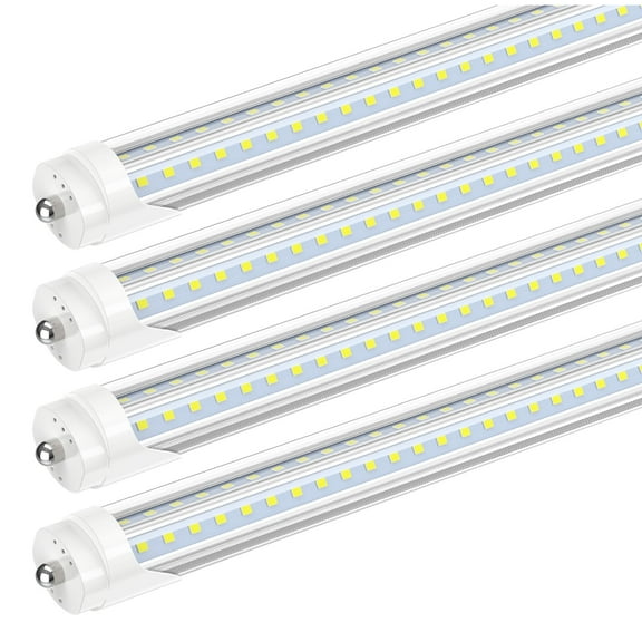 T8 8ft LED Tube Light Bulbs, Single Pin Fa8 Base, V Shape 72W 5000K, 4-Pack