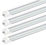CNSUNWAY Single Pin Fa8 T8 LED Tube 8ft Light Bulbs V shape, 90W 5000K Daylight,10800LM Ballast Bypass, CLear Cover, ETL Listed, 4-Pack