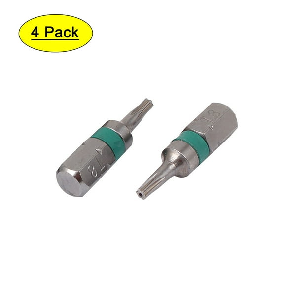 T8 Hex Shank Magnetic Torx Security Screwdriver Bit Gray 4pcs