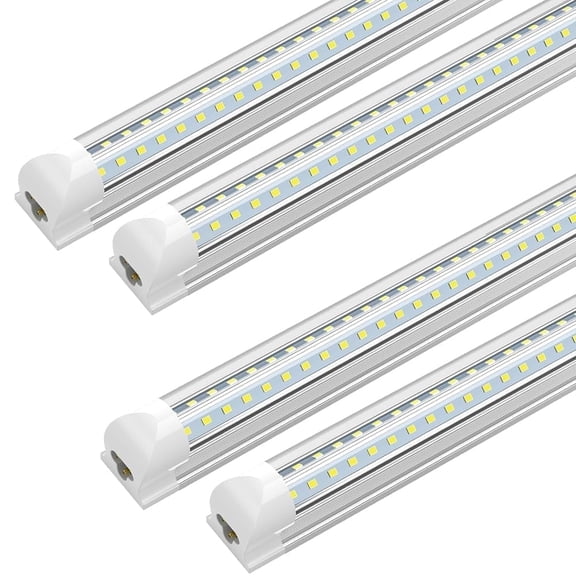 JESLED T8 LED Shop Lights ETL Listed Linkable Fixtures 2FT 20W 2600LM 5000K Daylight White V-Shaped 4-Pack