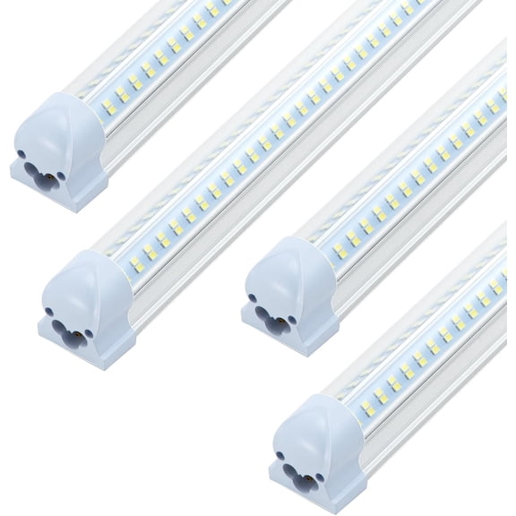 T8 LED Shop Lights, 4 Pack Garage Light 4FT 60W 9600LM 6000K, Work Lights Ceiling LED, Linkable Lighting, Plug & Play Energy-Saving for Workshop Warehouse Basement Gym Room(V4)