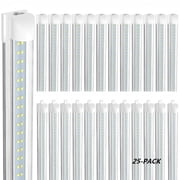 CNSUNWAY 4FT T8 LED Shop Lights, 40W 5400LM 6000K Cover White, Clear 25-Pack
