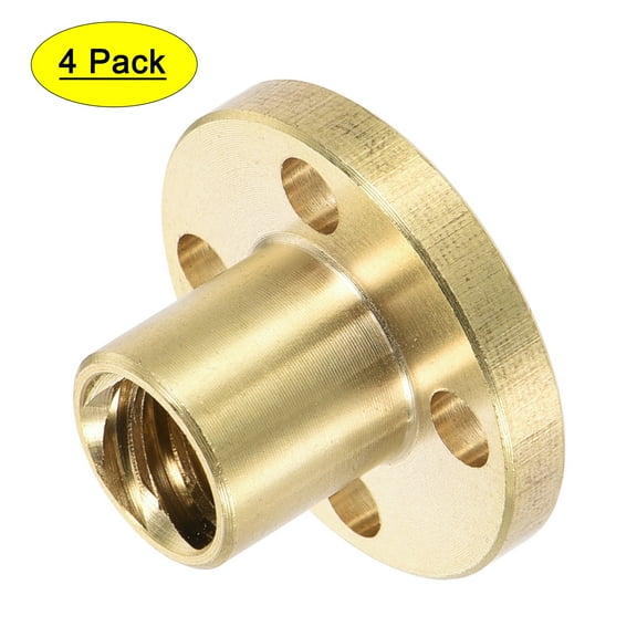 T8 Screw Trapezoidal Nut Round 2mm Pitch 8mm for 3D Printer Brass Tone 4Pcs