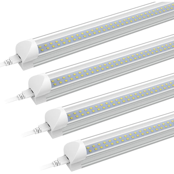 T8 Led Tube Lights 4FT 36W 6000K Double Row LED Garage Shop Utility Light 4 Pack