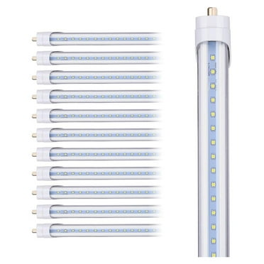 T8 T10 T12 LED Light Tube, 8ft, 45W (100W Equivalent), 6000K, 5400 Lumens, Clear Cover, Dual-Ended Power, Fluorescent Light Bulbs Replacement (12Pack)