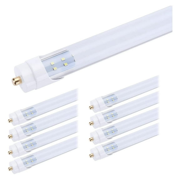 T8/T10/T12 LED Tube Light, 8 Foot 65W Shop Light Bulbs, Single Pin FA8 Base, Dual-End Power Ballast Bypass, Frosted Cover, 6000k, Fluorescent Tube Replacement,(8Pack),Ship from USA