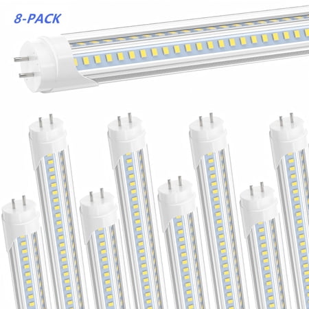 CNSUNWAY V Shape T8 LED Tube Light Bulbs 4FT, 28W 6000K 3680LM,Dual-end Powered Ballast Bypass, 8-Pack