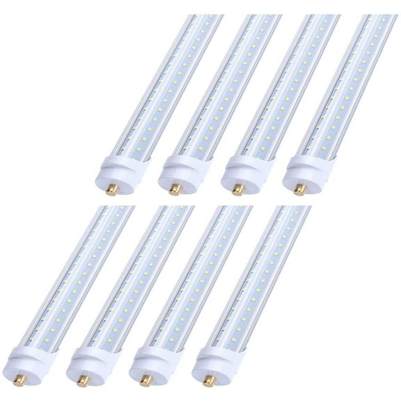T8 V Shape 8ft Led Light Bulb 5000k Single Pin 65W Dual-Ended Power 8Pack