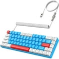 thumbnail image 1 of T8 Wired 68 Keys Mechanical Gaming Keyboard with Coiled Cable, RGB Backlit Blue Switch for PC, 1 of 5